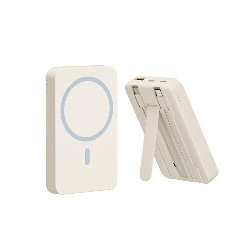 Magnetic Wireless Power Bank - 10000mAh w/ Built-in Cable