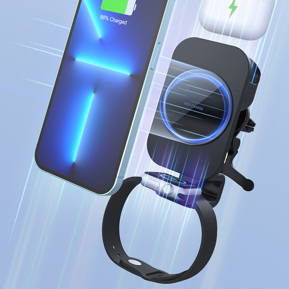 S6 Magnetic Three-in-one Car Wireless Charger