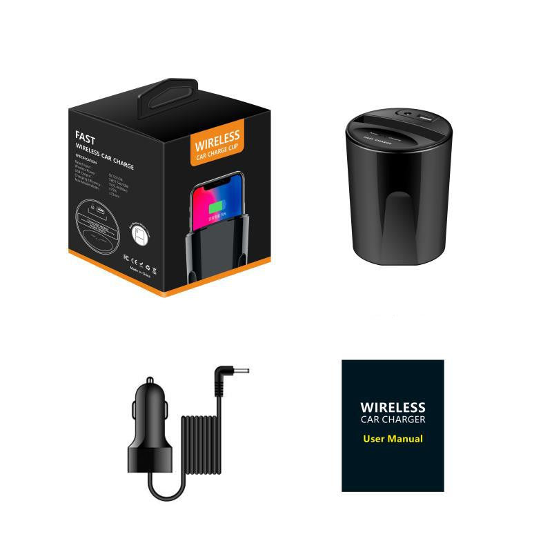 Premium 2-in-1 Wireless Car Charger Cup - 10W Fast Charging with USB Port