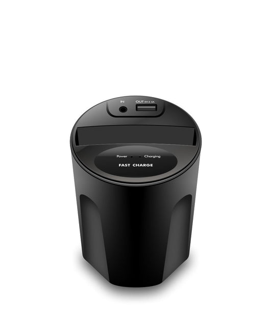 Premium 2-in-1 Wireless Car Charger Cup - 10W Fast Charging with USB Port