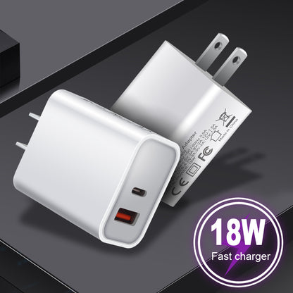 FDGAO 18W Dual Port Fast Charger - USB-C PD & USB-A Wall Adapter for iPhone