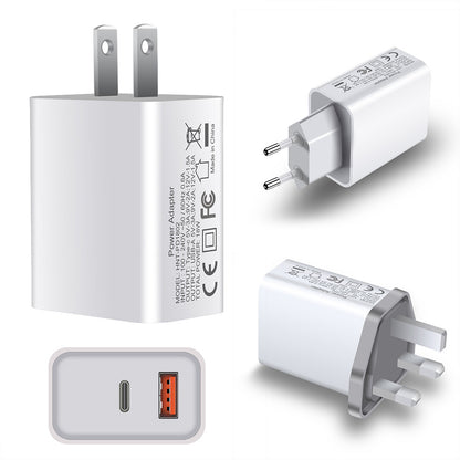 FDGAO 18W Dual Port Fast Charger - USB-C PD & USB-A Wall Adapter for iPhone