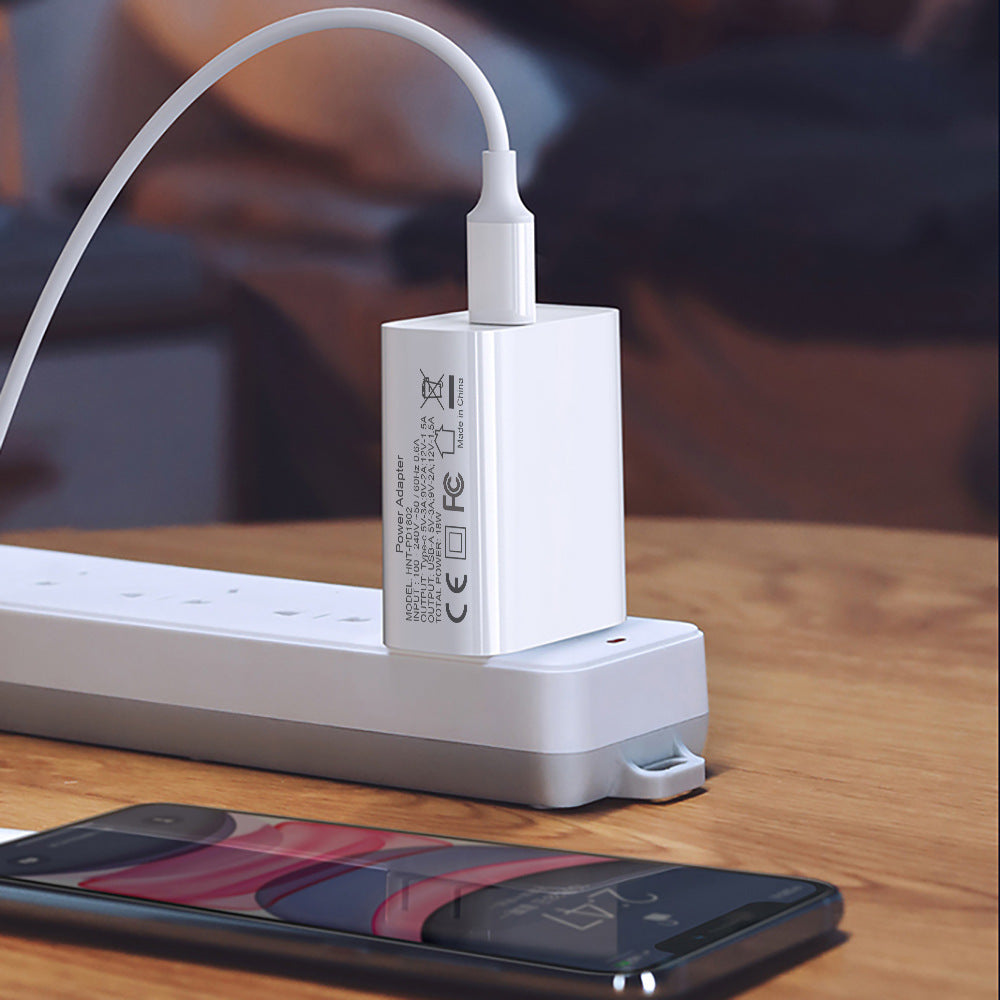 FDGAO 18W Dual Port Fast Charger - USB-C PD & USB-A Wall Adapter for iPhone