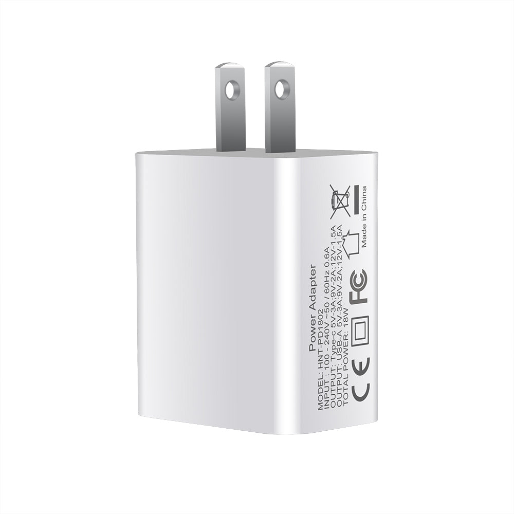 FDGAO 18W Dual Port Fast Charger - USB-C PD & USB-A Wall Adapter for iPhone