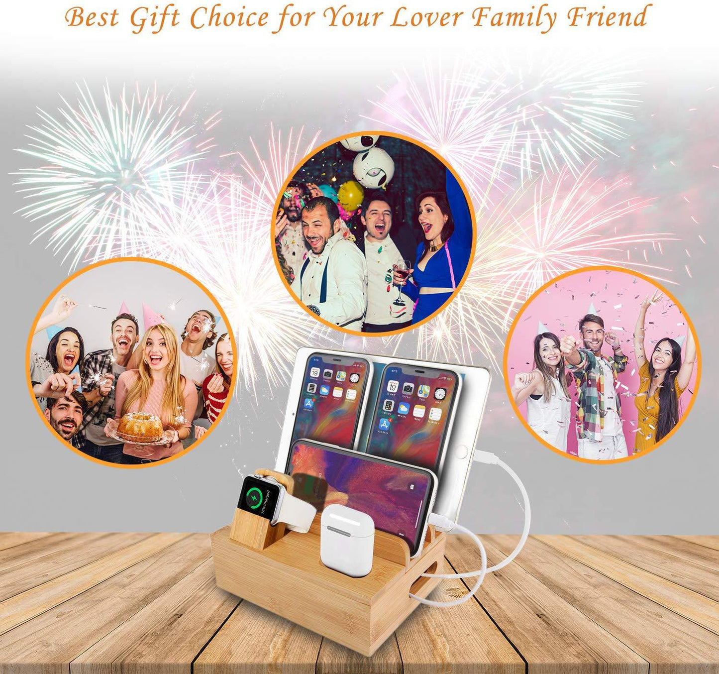 Bamboo Mobile Phone Charging Stand - Eco-Friendly Desk Organizer