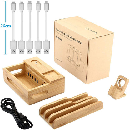 Bamboo Mobile Phone Charging Stand - Eco-Friendly Desk Organizer