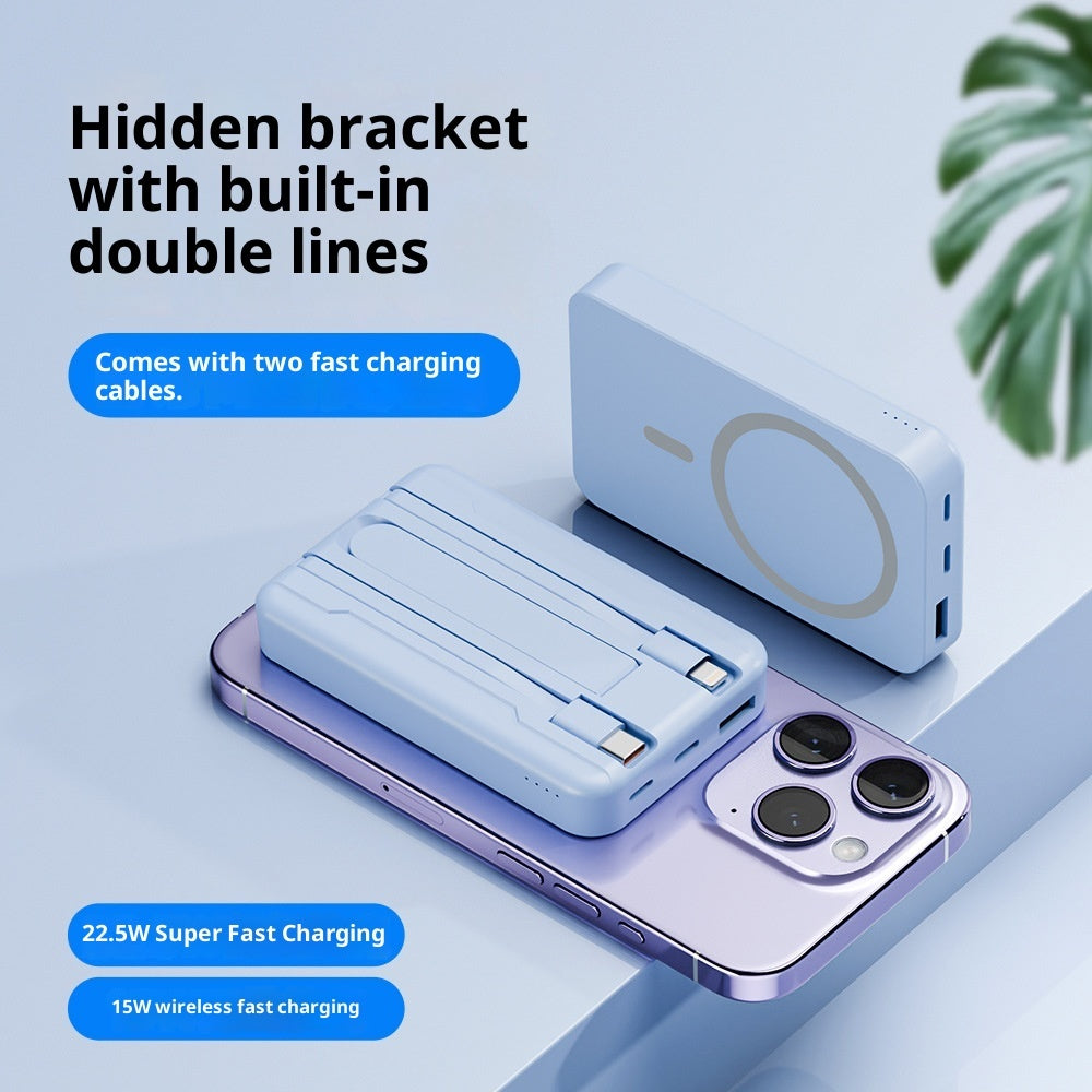 Magnetic Wireless Power Bank - 10000mAh w/ Built-in Cable