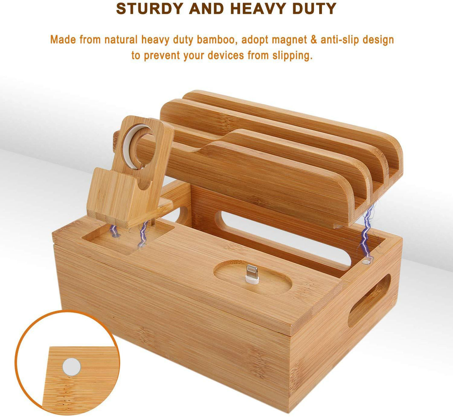Bamboo Mobile Phone Charging Stand - Eco-Friendly Desk Organizer