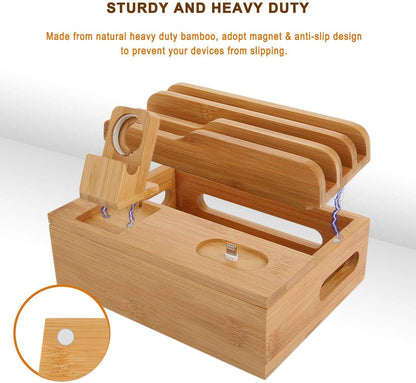 Bamboo Mobile Phone Charging Stand - Eco-Friendly Desk Organizer