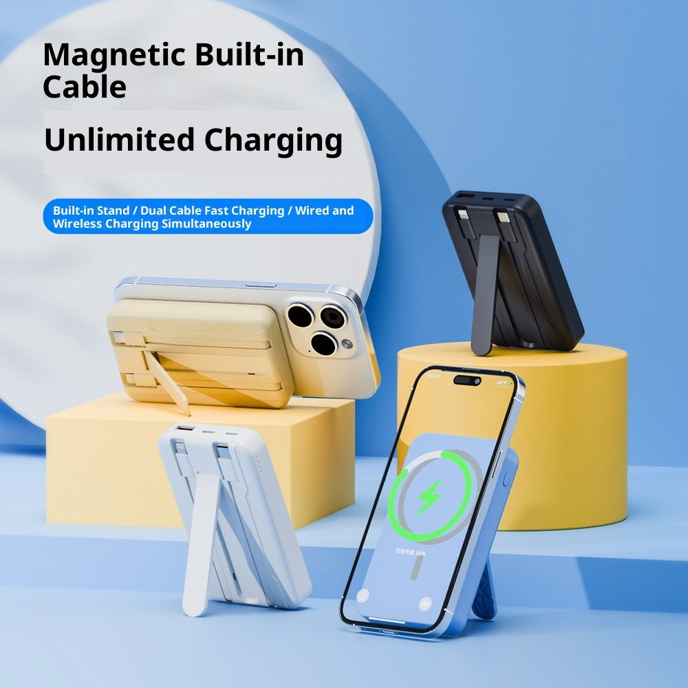 Magnetic Wireless Power Bank - 10000mAh w/ Built-in Cable