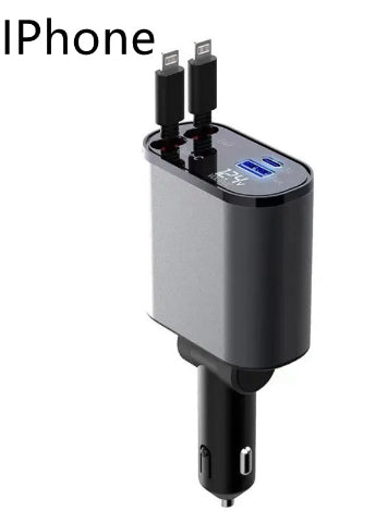 100W Metal Car Charger - Dual USB-C & USB Fast Charging