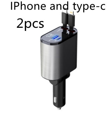 100W Metal Car Charger - Dual USB-C & USB Fast Charging