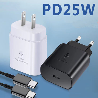25W USB-C Fast Charger - Universal Wall Adapter (US/EU/UK)