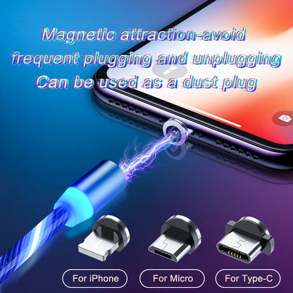 3-in-1 Magnetic LED Charging Cable - USB-C, Lightning, Micro USB