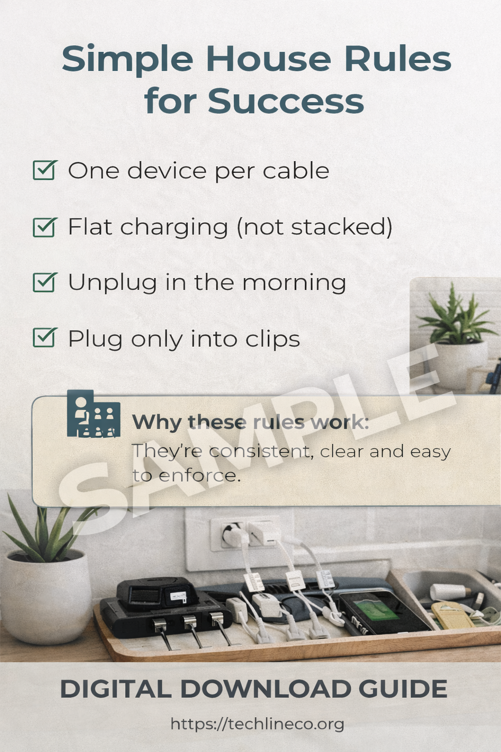 Family Charging Station Guide - Organize Cables & Reduce Damage | Digital PDF