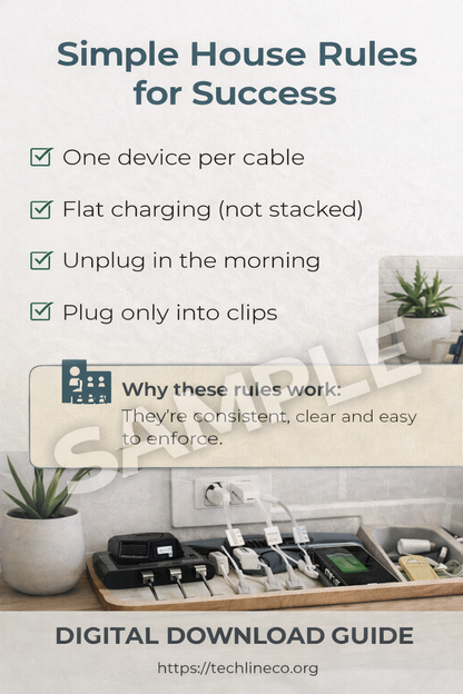 Family Charging Station Guide - Organize Cables & Reduce Damage | Digital PDF