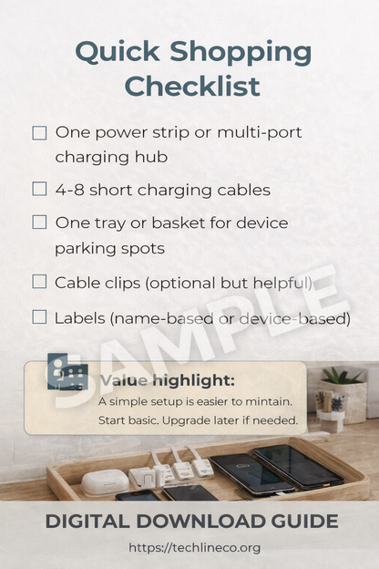 Family Charging Station Guide - Organize Cables & Reduce Damage | Digital PDF