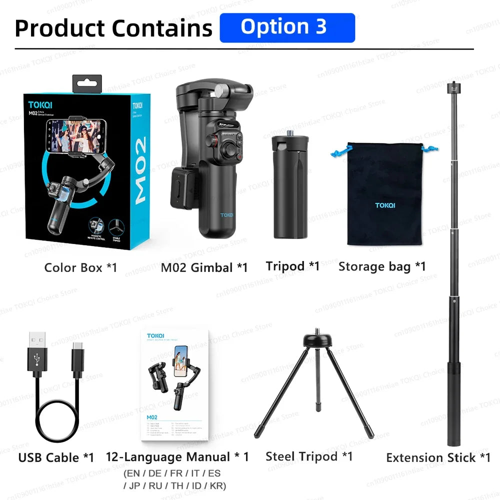 3-Axis Gimbal Stabilizer for iPhone & Android - Handheld Phone Holder with Tripod