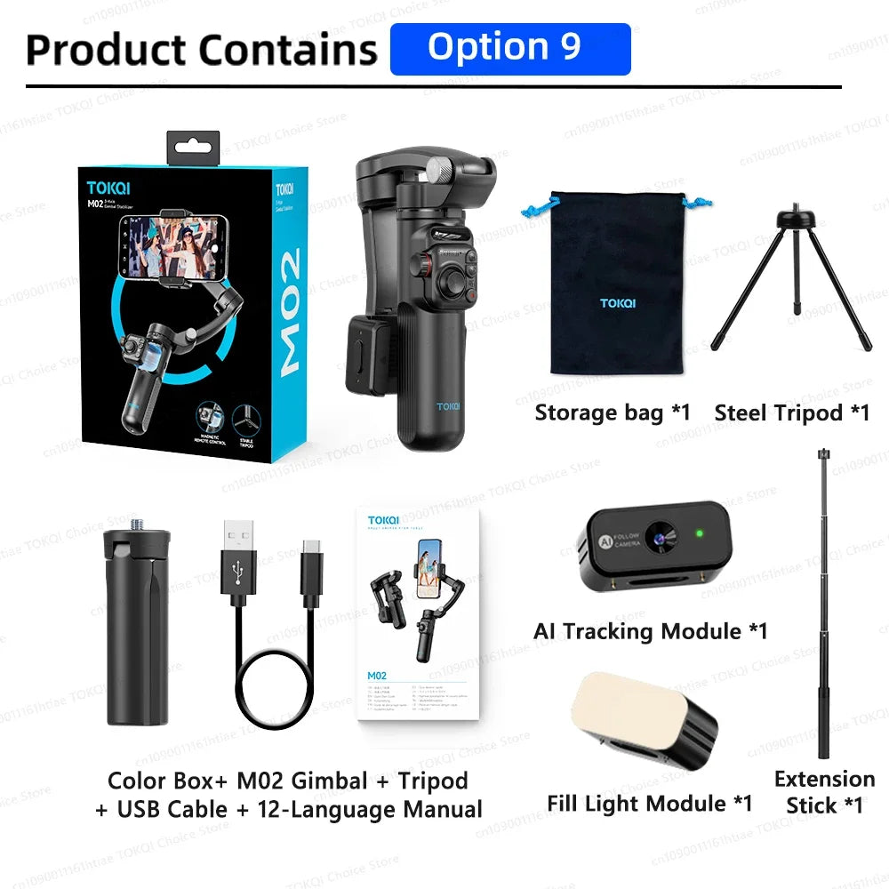 3-Axis Gimbal Stabilizer for iPhone & Android - Handheld Phone Holder with Tripod