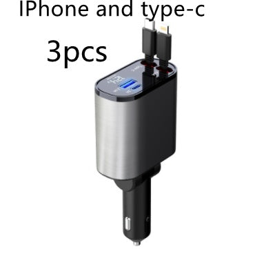 100W Metal Car Charger - Dual USB-C & USB Fast Charging
