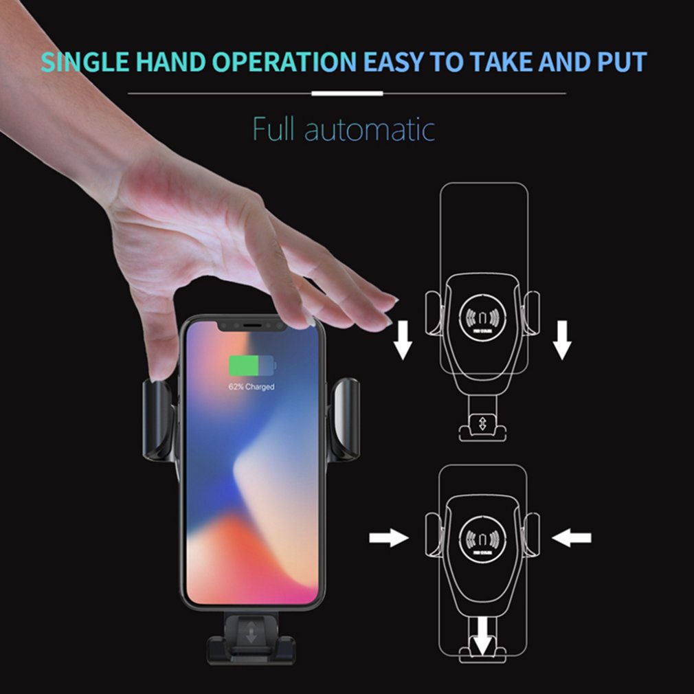 10W Qi Wireless Car Charger - Fast Charge Auto-Clamping Mount
