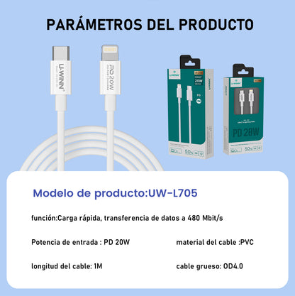 UWINN 20W USB-C to Lightning Cable - 1M White
