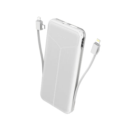 10000mAh Power Bank with Built-in Cables & US Plug