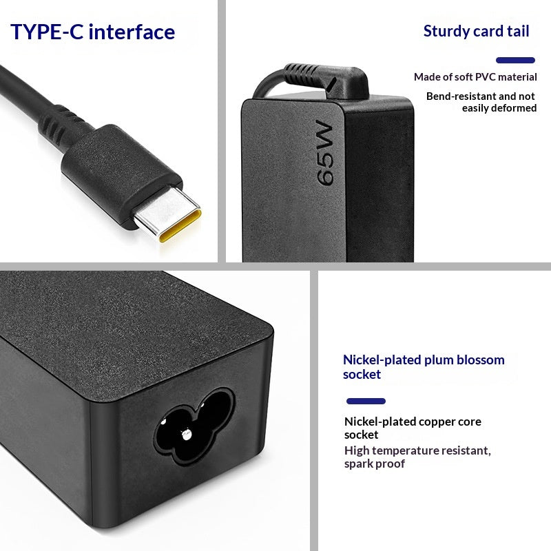 65W USB-C Laptop Charger - Fast Charging for MacBook & More