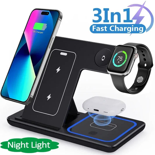15W 3-in-1 Wireless Charger for iPhone, Watch & AirPods