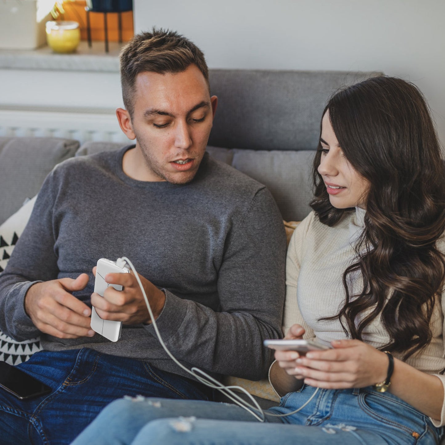 10000mAh Power Bank with Built-in Cables & US Plug